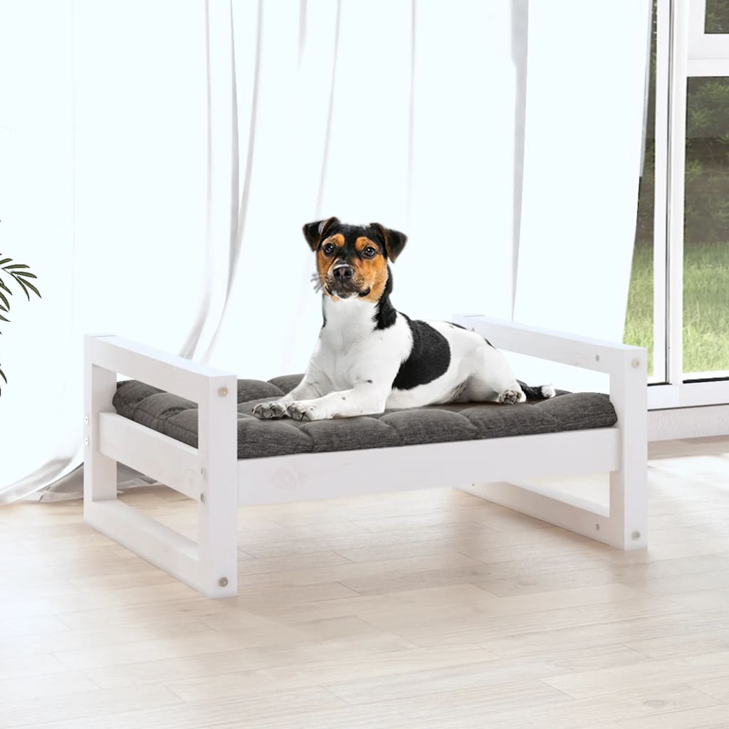 vidaXL Cuccia per Cani Bianca 55,5x45,5x28cm in Legno Massello di Pino