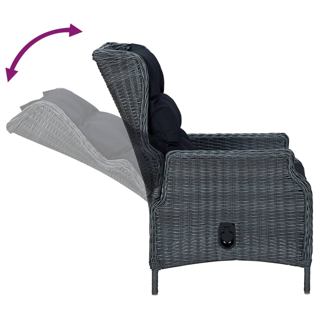 vidaXL Set da Pranzo da Giardino 7 pz Grigio Scuro in Polyrattan