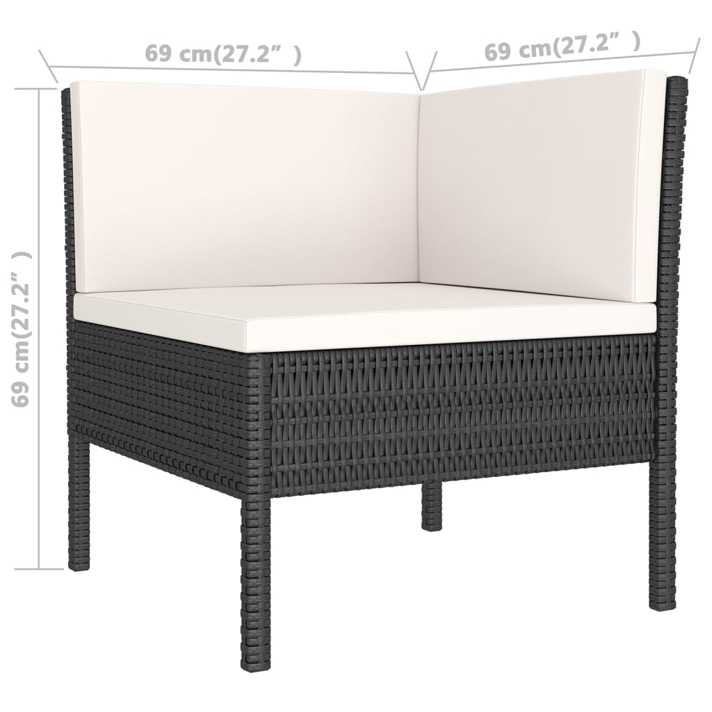 vidaXL Set Divani da Giardino 6 pz con Cuscini in Polyrattan Nero