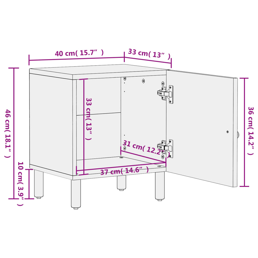 vidaXL Comodini 2pz 40x33x46 cm in Legno Massello di Mango