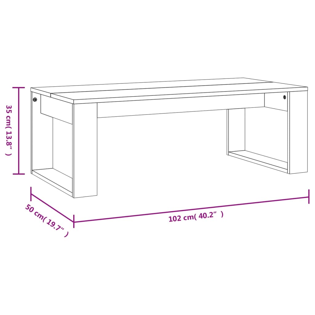 vidaXL Tavolino Salotto Grigio Cemento 102x50x35 cm Legno Multistrato