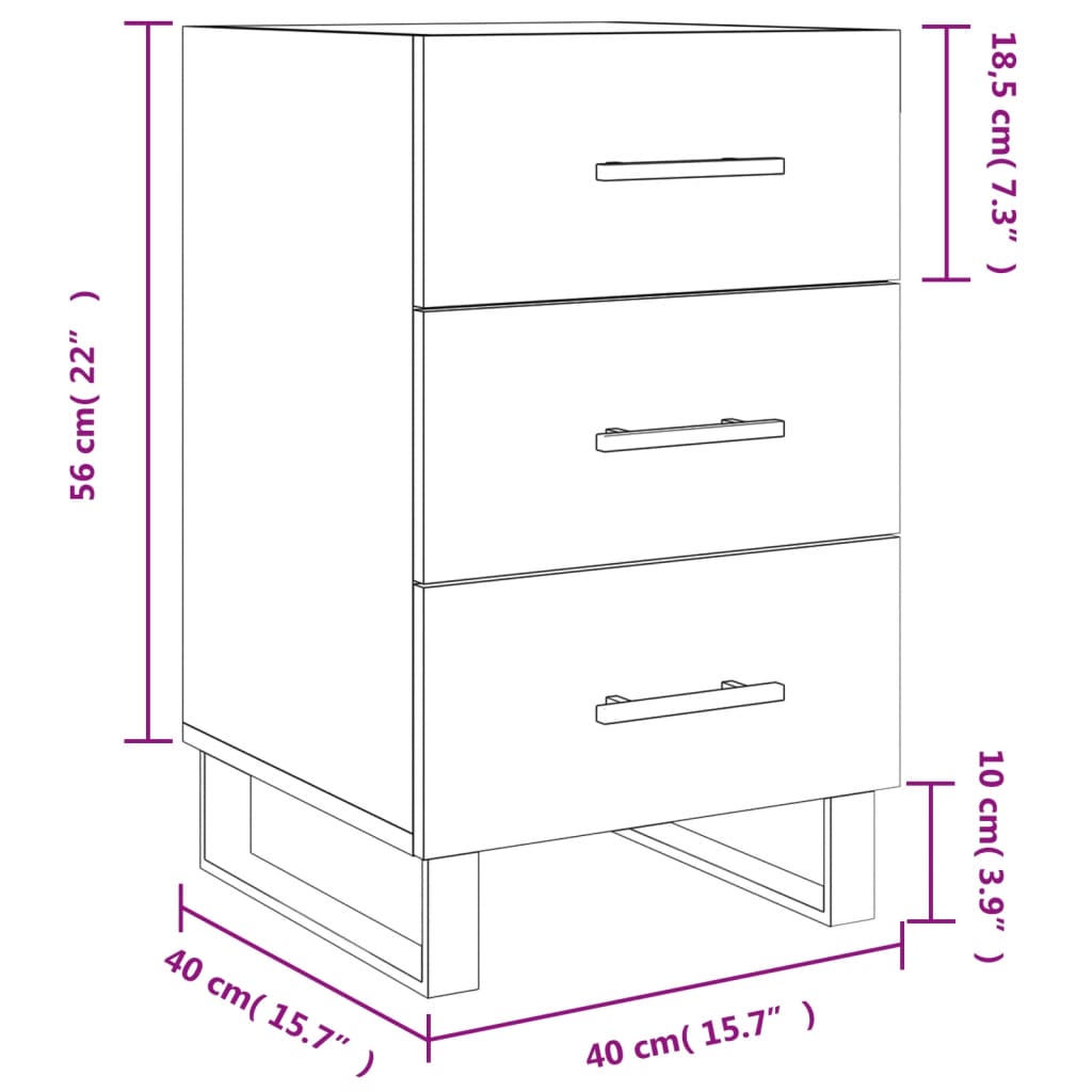 vidaXL Comodino Rovere Fumo 40x40x66 cm in Legno Multistrato