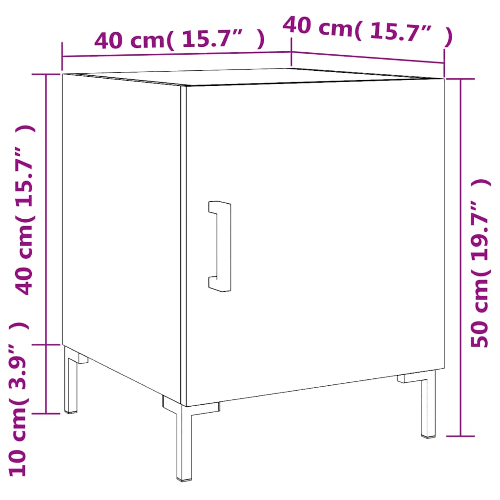 vidaXL Comodini 2 pz Neri 40x40x50 cm in Legno Multistrato