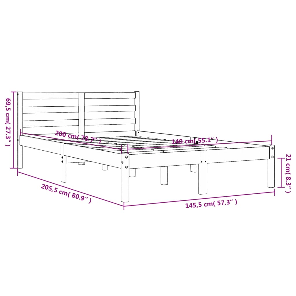 vidaXL Giroletto senza Materasso Marrone Cera 140x200cm Massello Pino