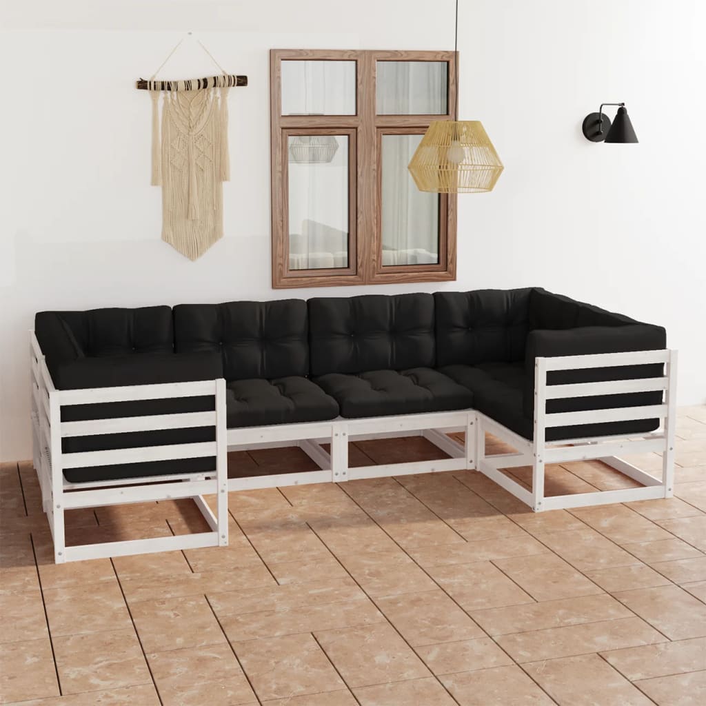 vidaXL Set Salotto da Giardino 6 pz Bianco in Legno Massello di Pino