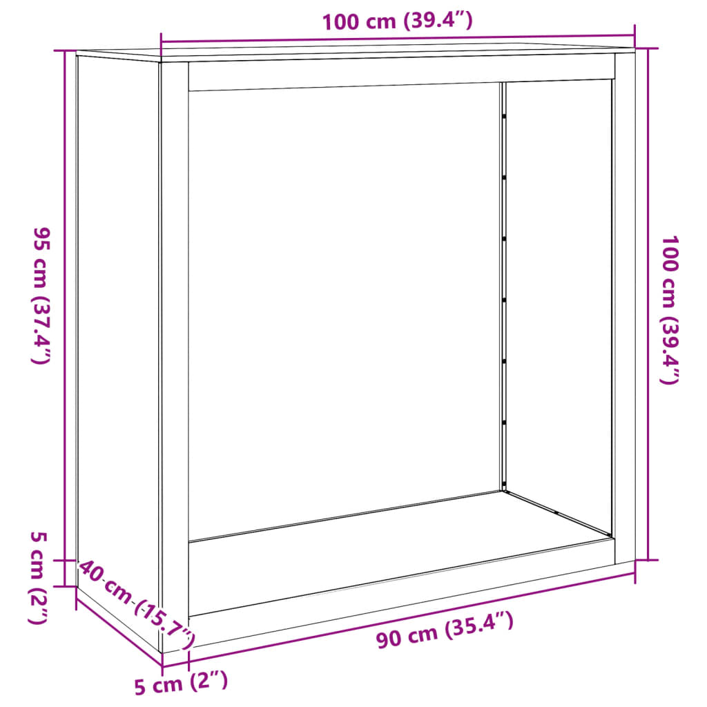 vidaXL Rastrelliera per Legna da Ardere Nera 100x40x100 cm in Acciaio