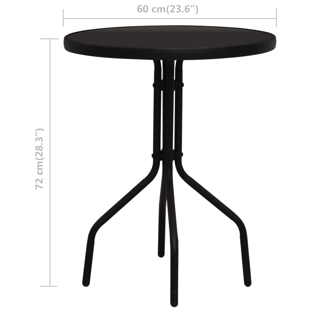 vidaXL Set da Bistrot 3 pz in Rattan PVC Nero