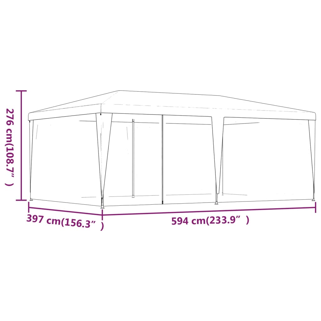 vidaXL Tenda per Feste con 6 Pareti Laterali in Rete Blu 6x4 m HDPE