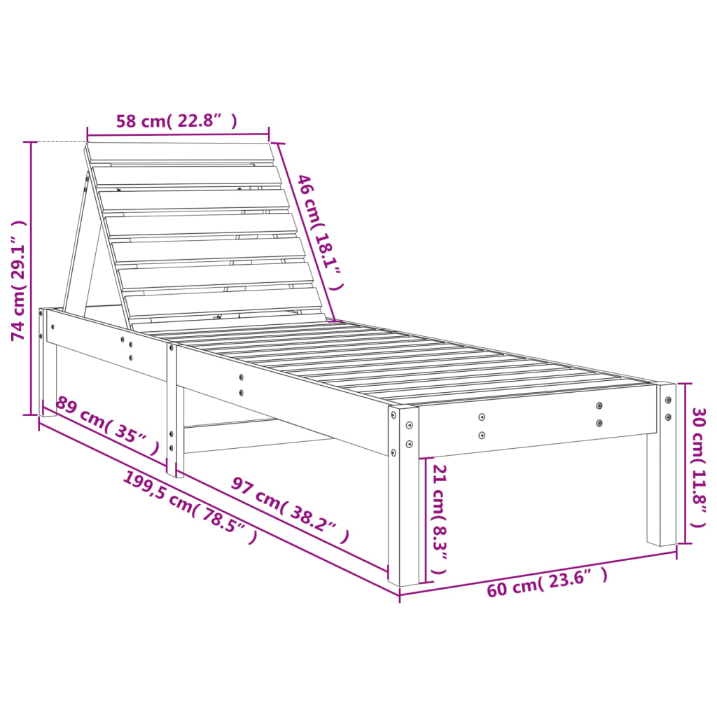 vidaXL Lettini Prendisole 2pz Bianchi 199,5x60x74 cm Massello di Pino