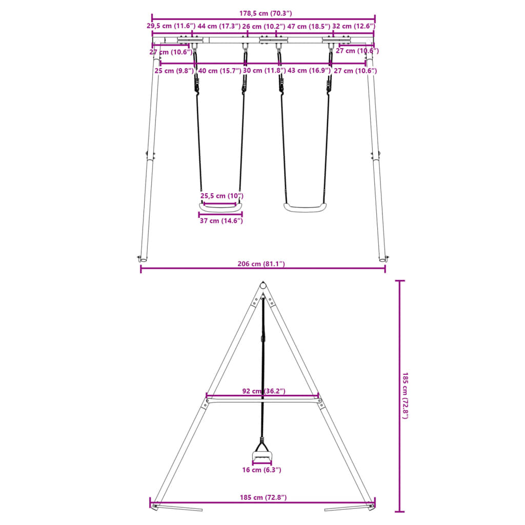 vidaXL Set Altalene da Esterno 2 pz