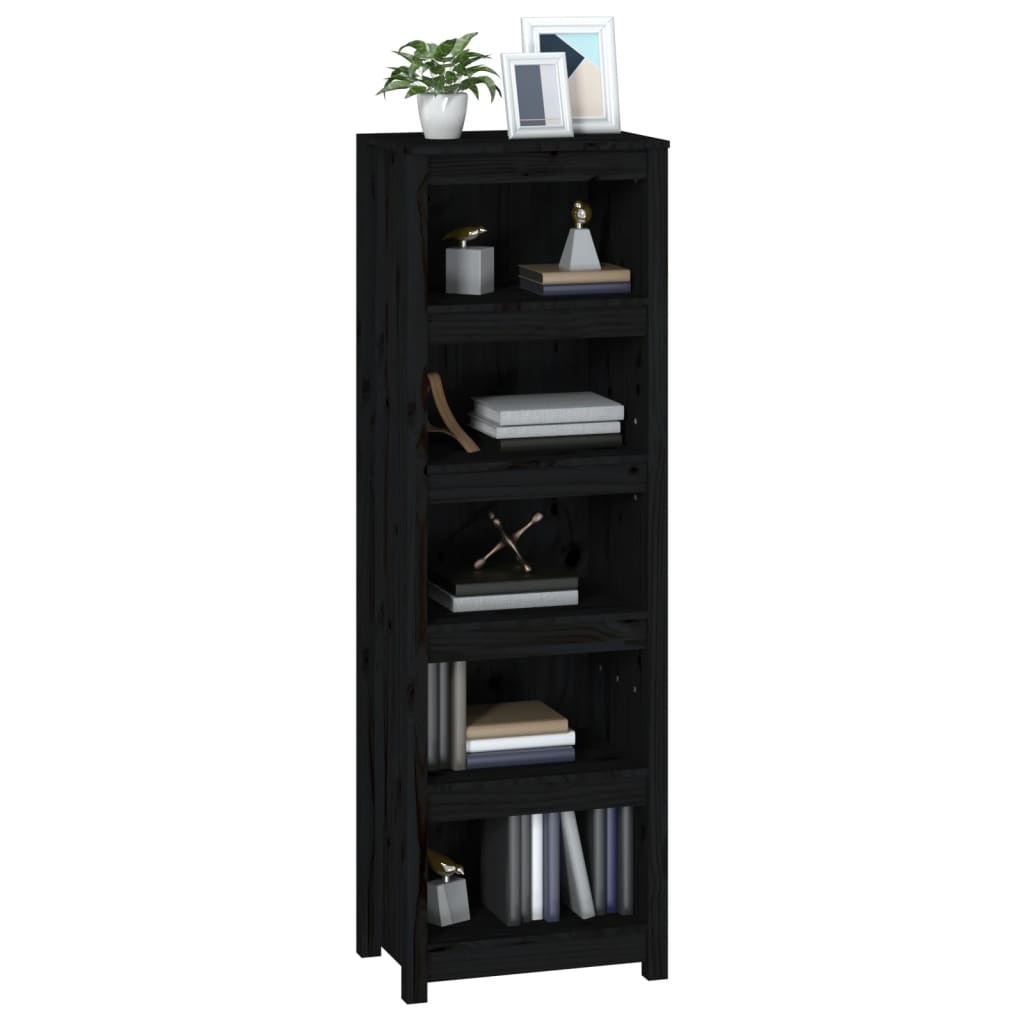 vidaXL Libreria Nera 50x35x154 cm in Legno Massello di Pino