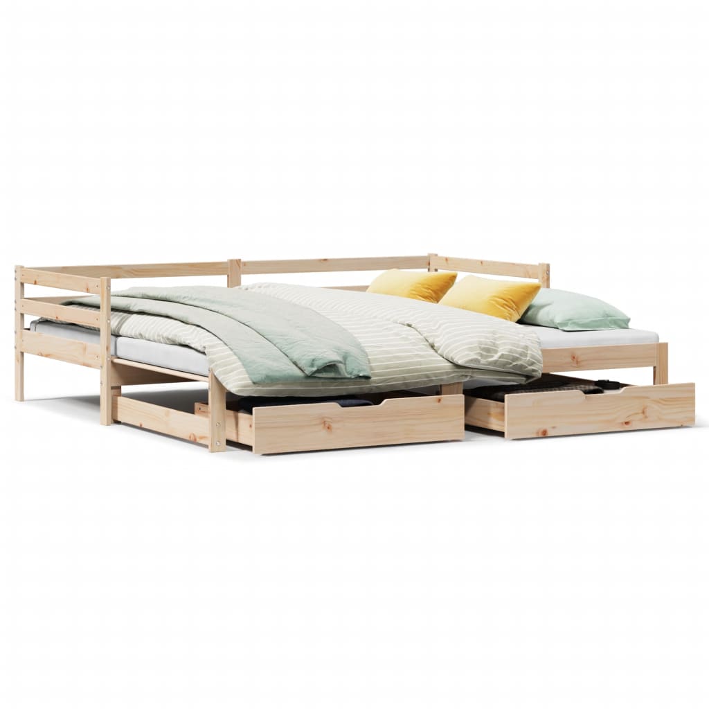 vidaXL Dormeuse Letto Estraibile e Cassetti Bianca 80x200cm Legno Pino