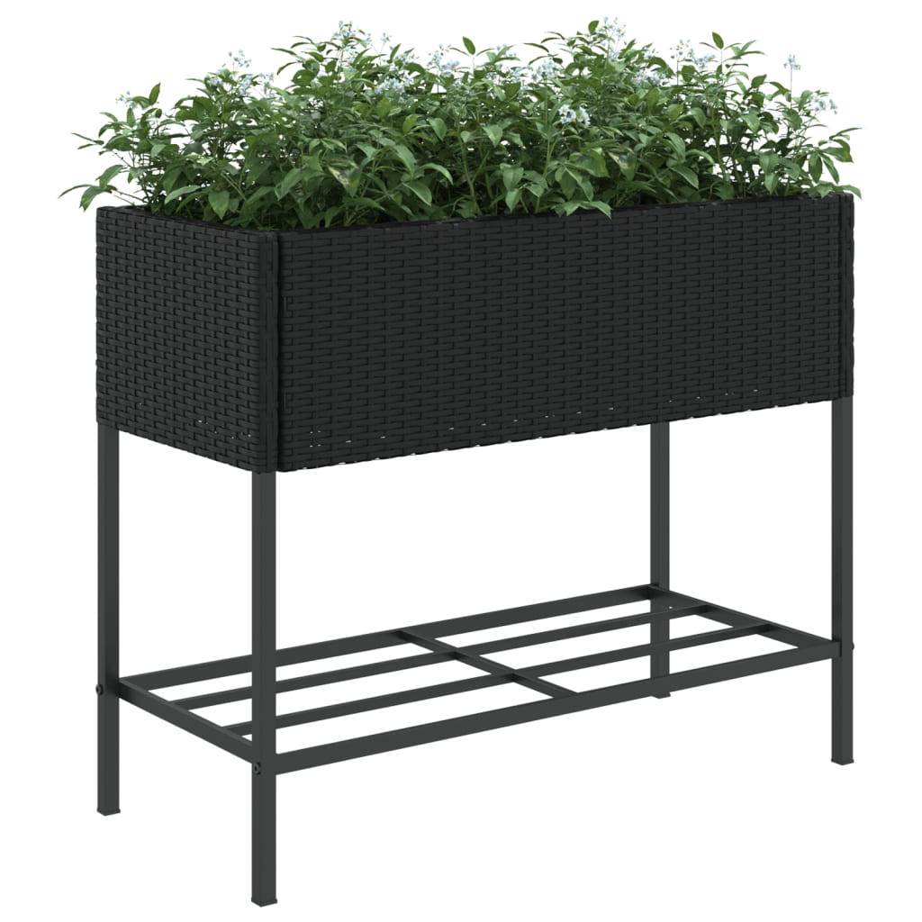 vidaXL Fioriere da Giardino con Ripiani 2pz Nere 90x40x75cm Polyrattan