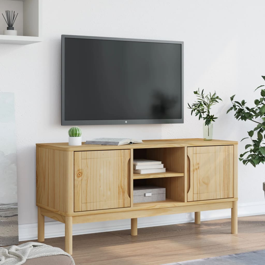 vidaXL Mobile TV FLORO Marrone Cera 114x43x55 cm in Legno di Pino