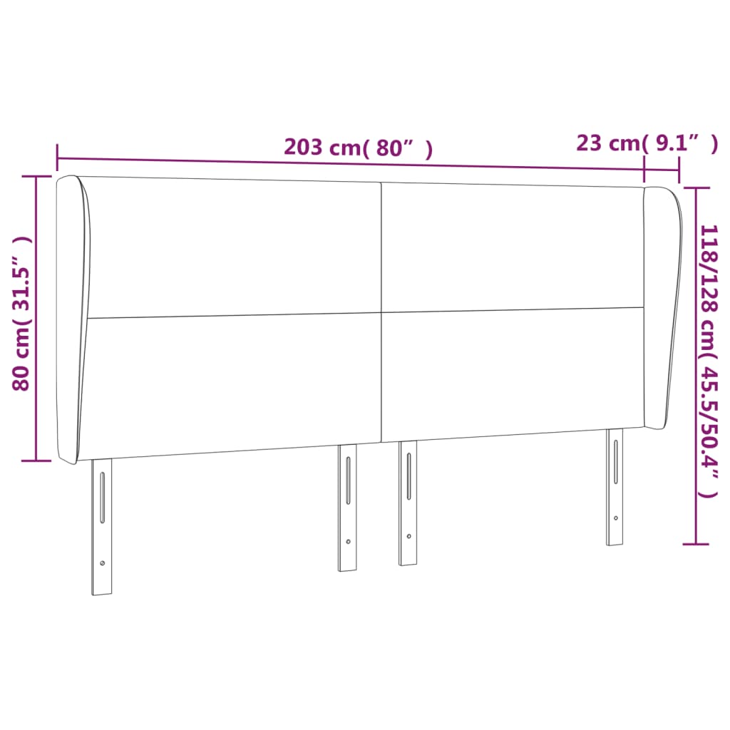 vidaXL Testiera ad Orecchio Blu 203x23x118/128 cm in Tessuto