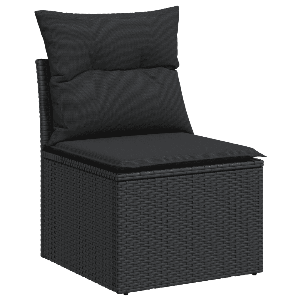 vidaXL Set Divani da Giardino 12 pz con Cuscini Nero in Polyrattan