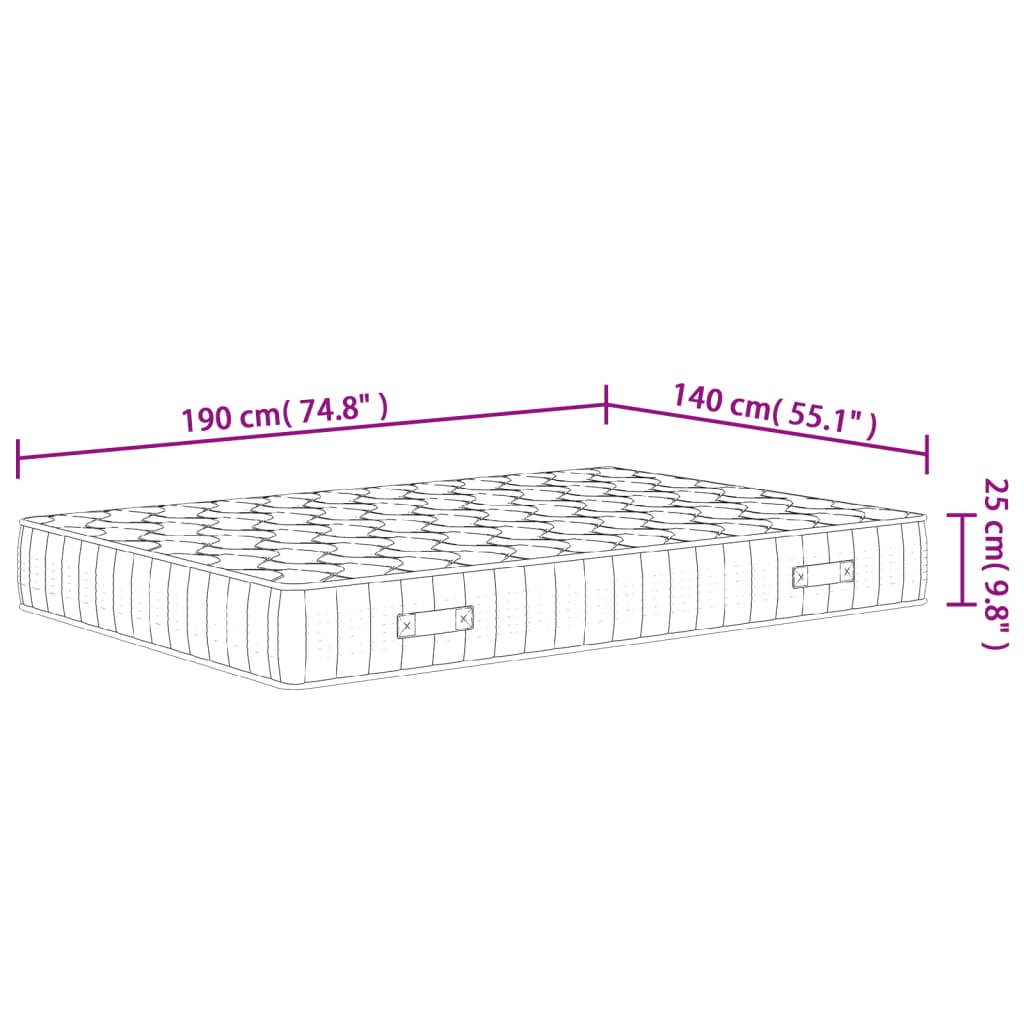 vidaXL Materasso a Molle Insacchettate Medio Rigido 140x190 cm