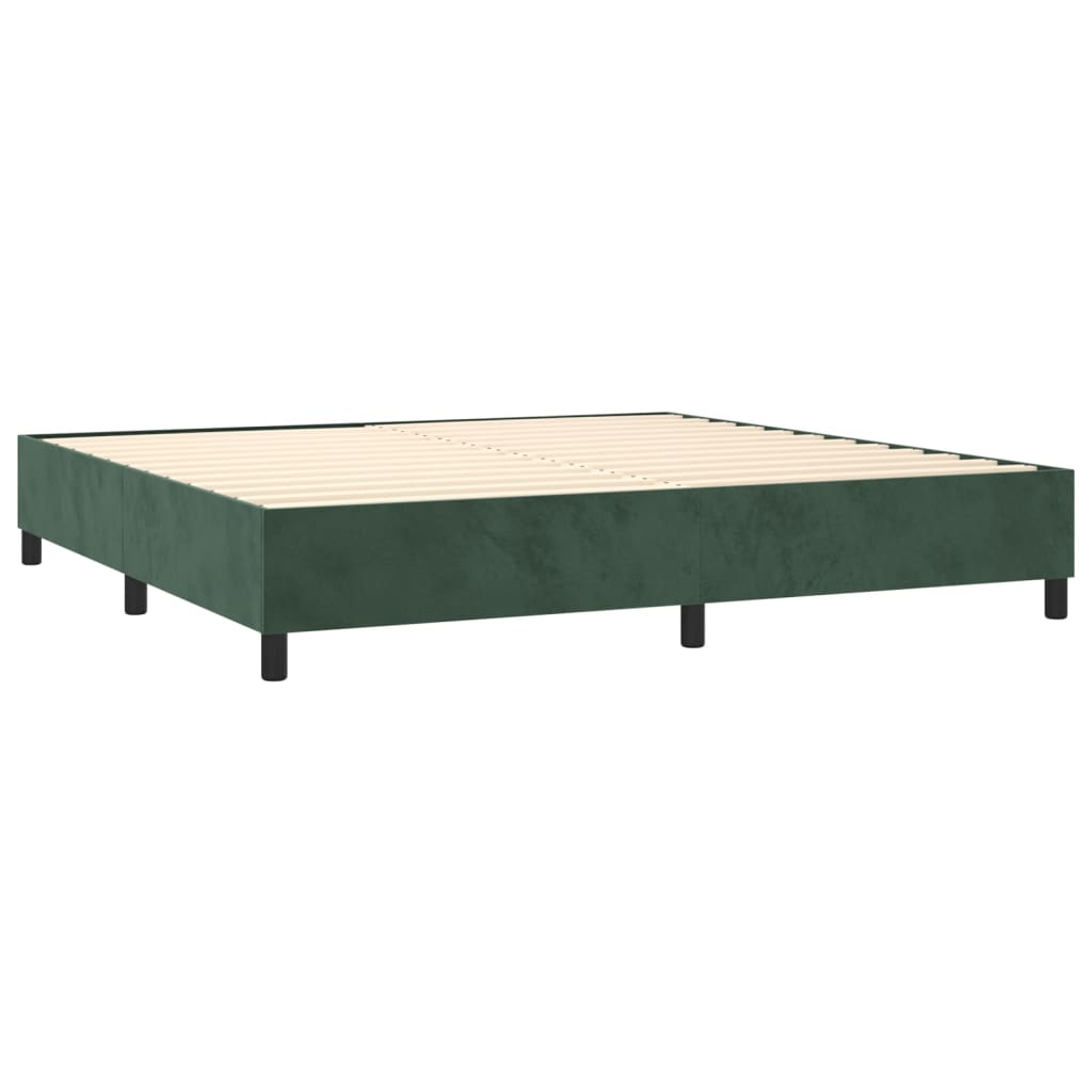 vidaXL Letto a Molle con Materasso e LED Verde Scuro 200x200cm Velluto