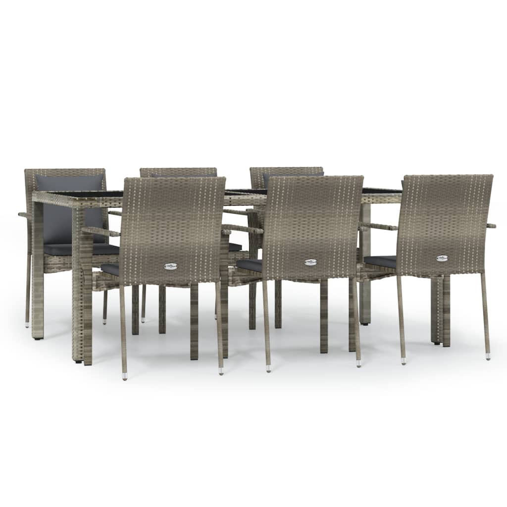 vidaXL Set da Pranzo da Giardino 7 pz con Cuscini in Polyrattan Grigio