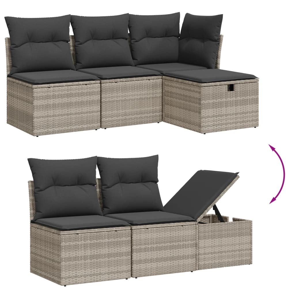 vidaXL Set Divano da Giardino 6pz con Cuscini Grigio Chiaro Polyrattan