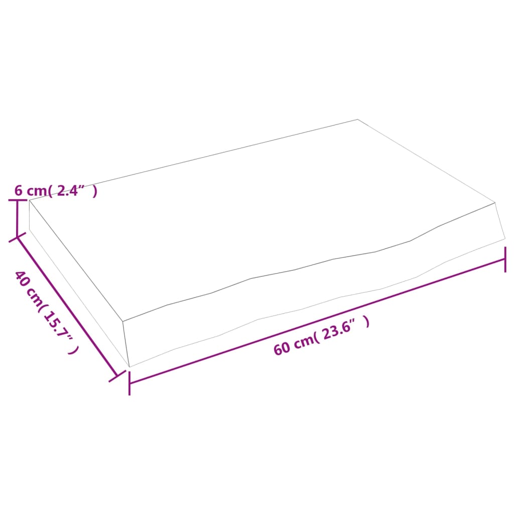 vidaXL Piano Bagno Marrone Scuro 60x40x(2-6)cm Legno Massello Trattato