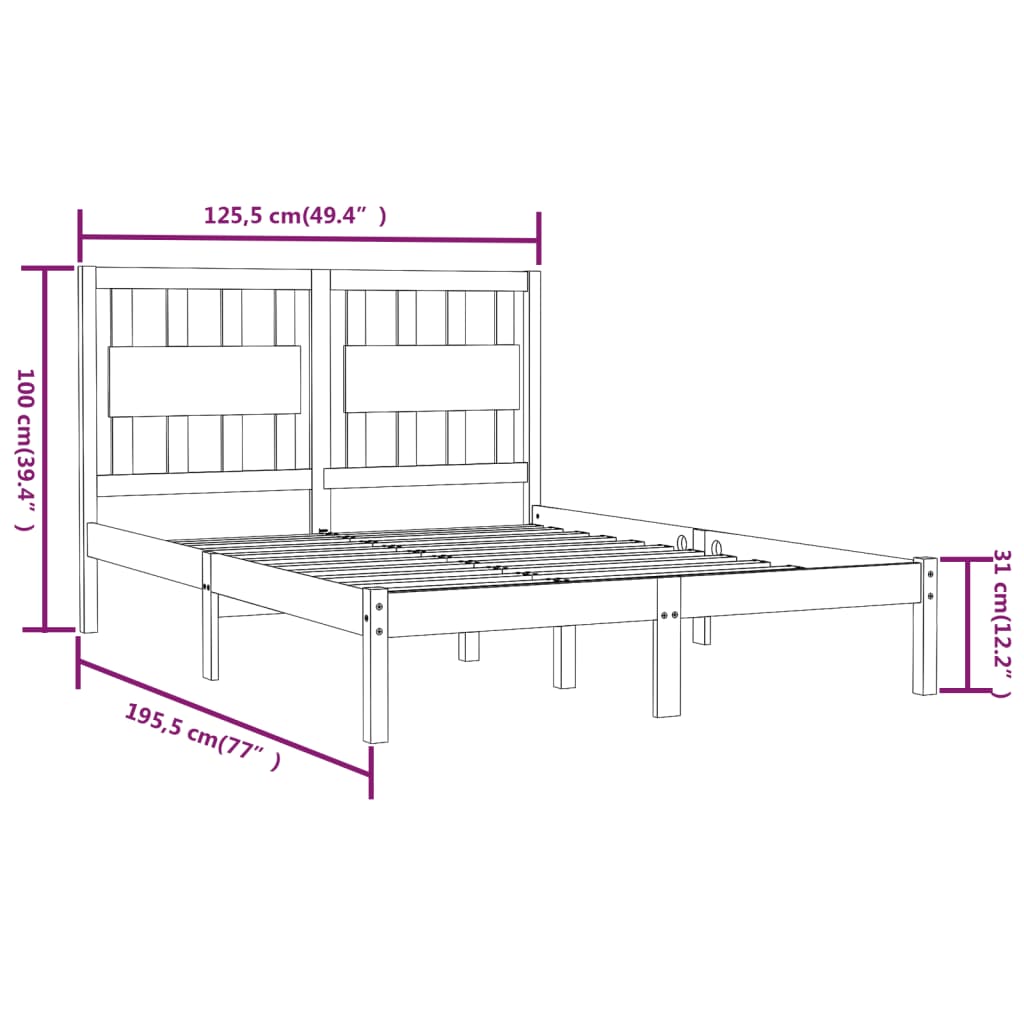 vidaXL Giroletto in Legno Massello 120x190 cm Small Double