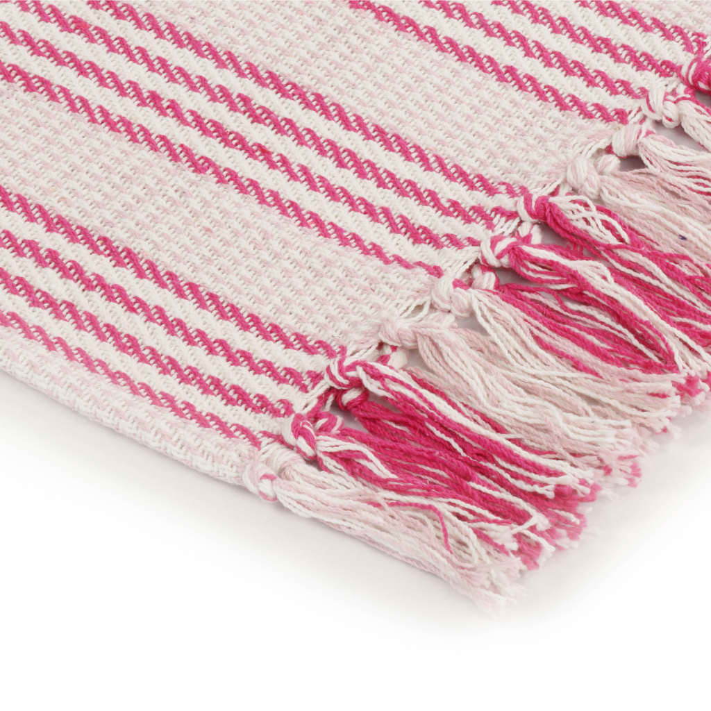 vidaXL Copriletto in Cotone a Righe 220x250 cm Rosa e Bianco