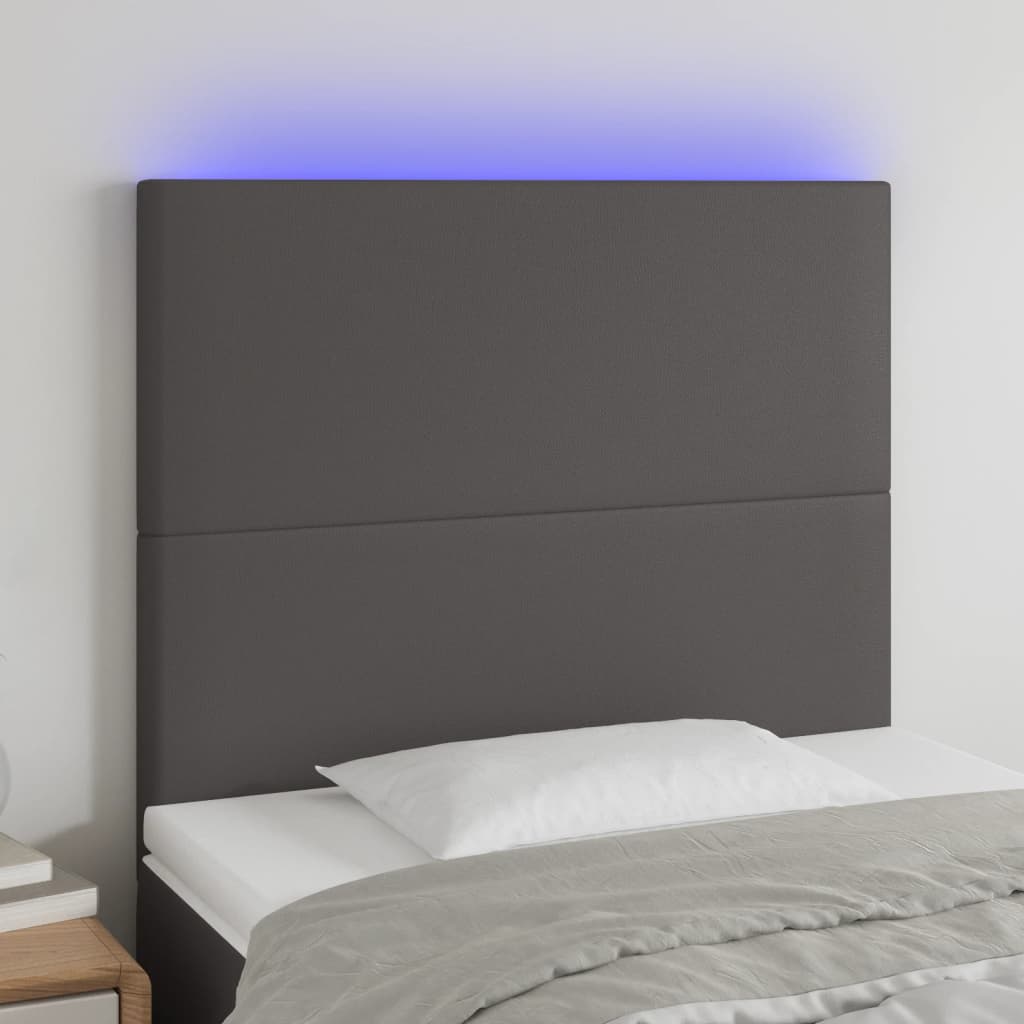 vidaXL Testiera a LED Grigio 80x5x118/128 cm in Similpelle