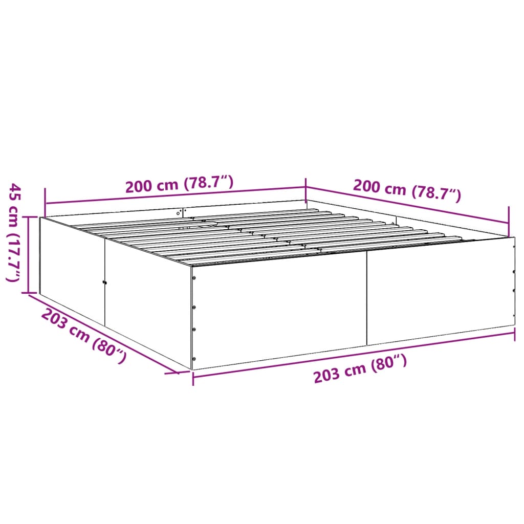 vidaXL Giroletto Nero 200x200 cm in Legno Multistrato