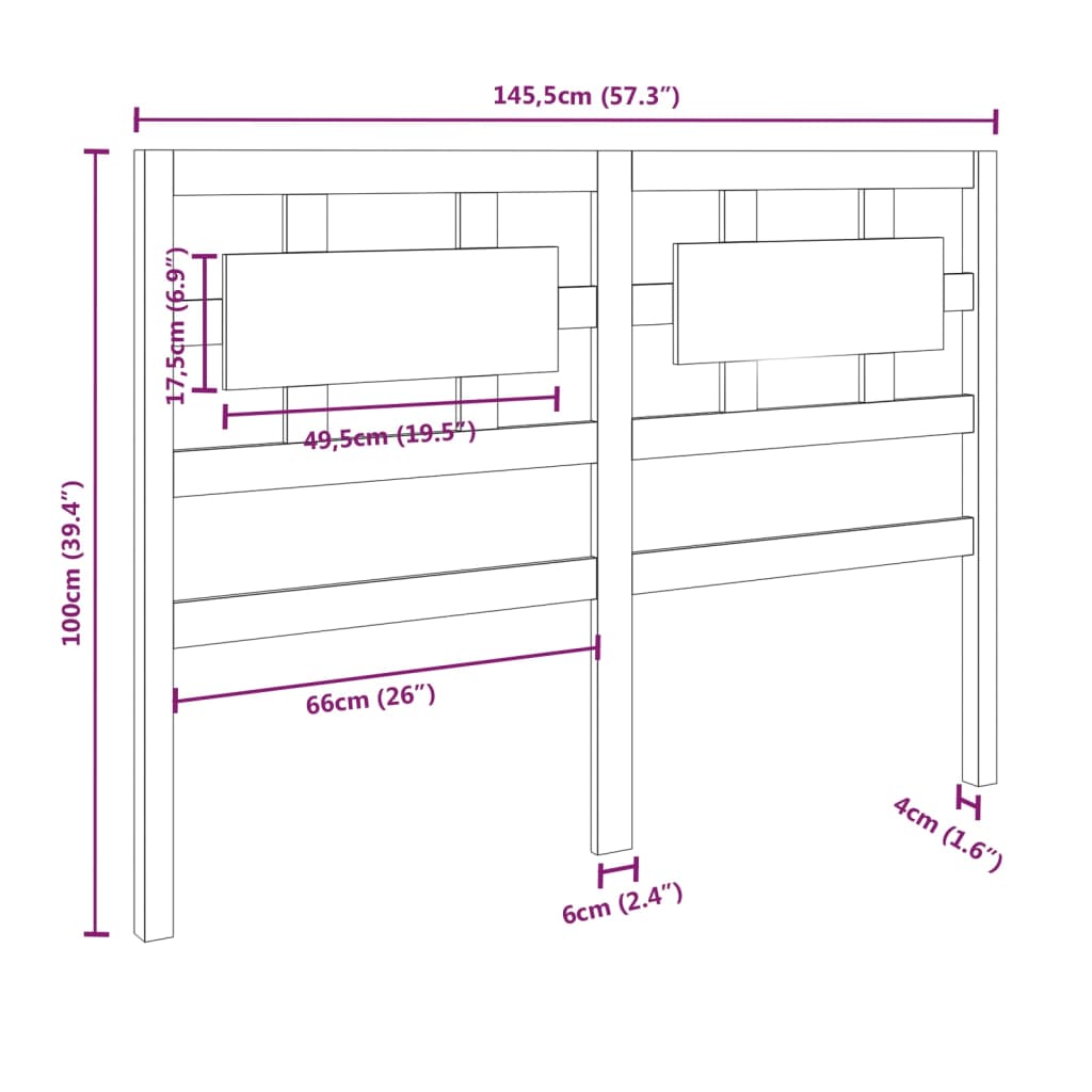 vidaXL Testiera per Letto 145,5x4x100 cm Legno Massello di Pino