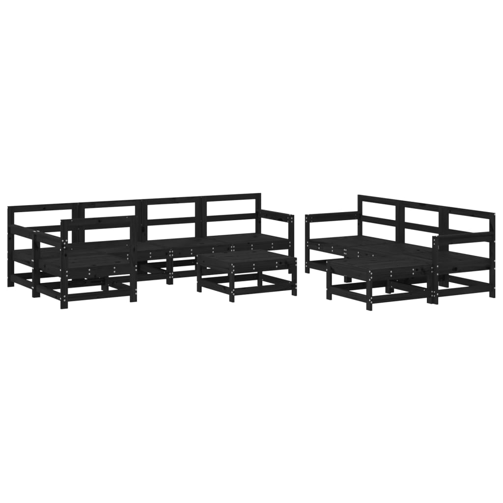 vidaXL Set Divani da Giardino 10 pz con Cuscini Legno Massello Nero