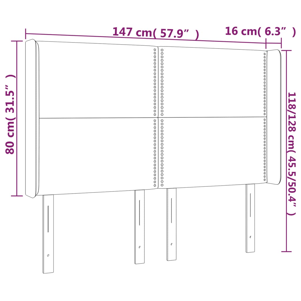 vidaXL Testiera a LED Grigio Chiaro 147x16x118/128 cm in Tessuto