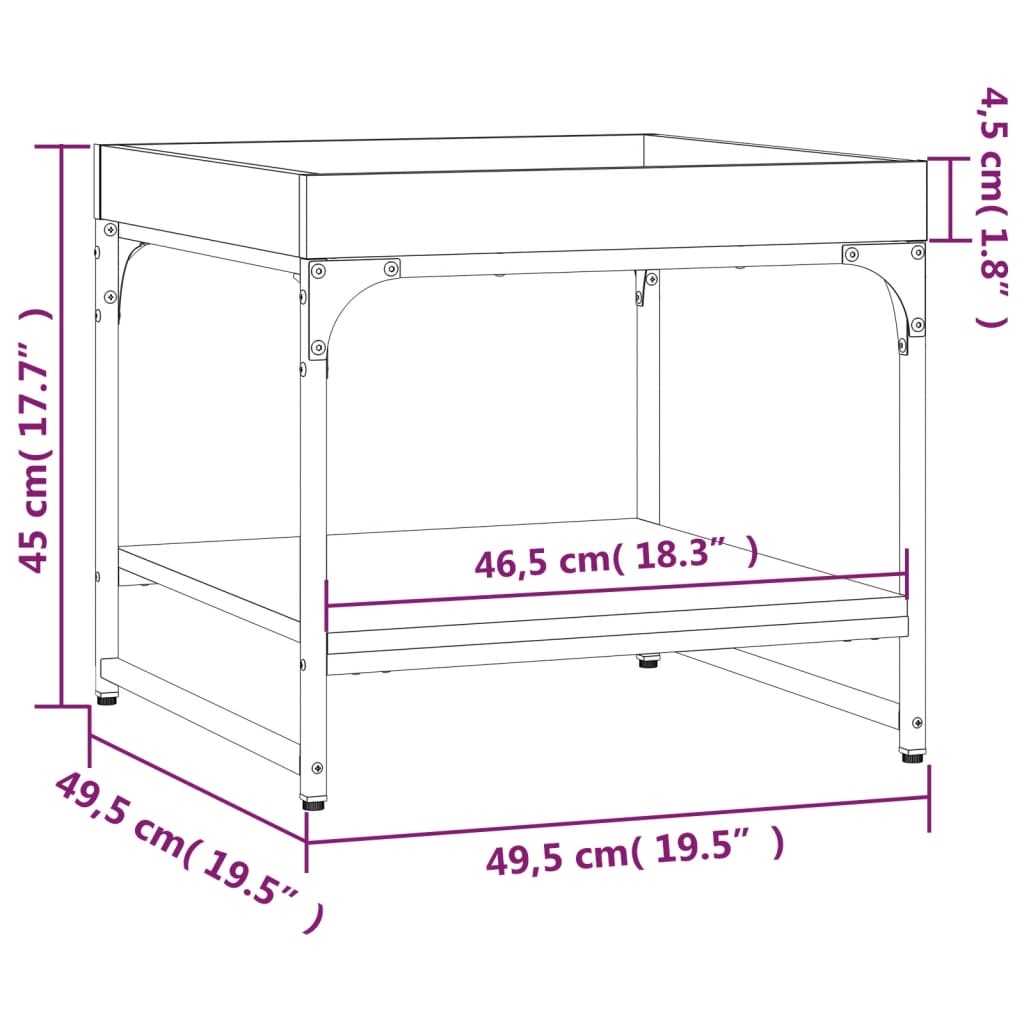 vidaXL Tavolino Salotto Rovere Fumo 49,5x49,5x45 cm Legno Multistrato