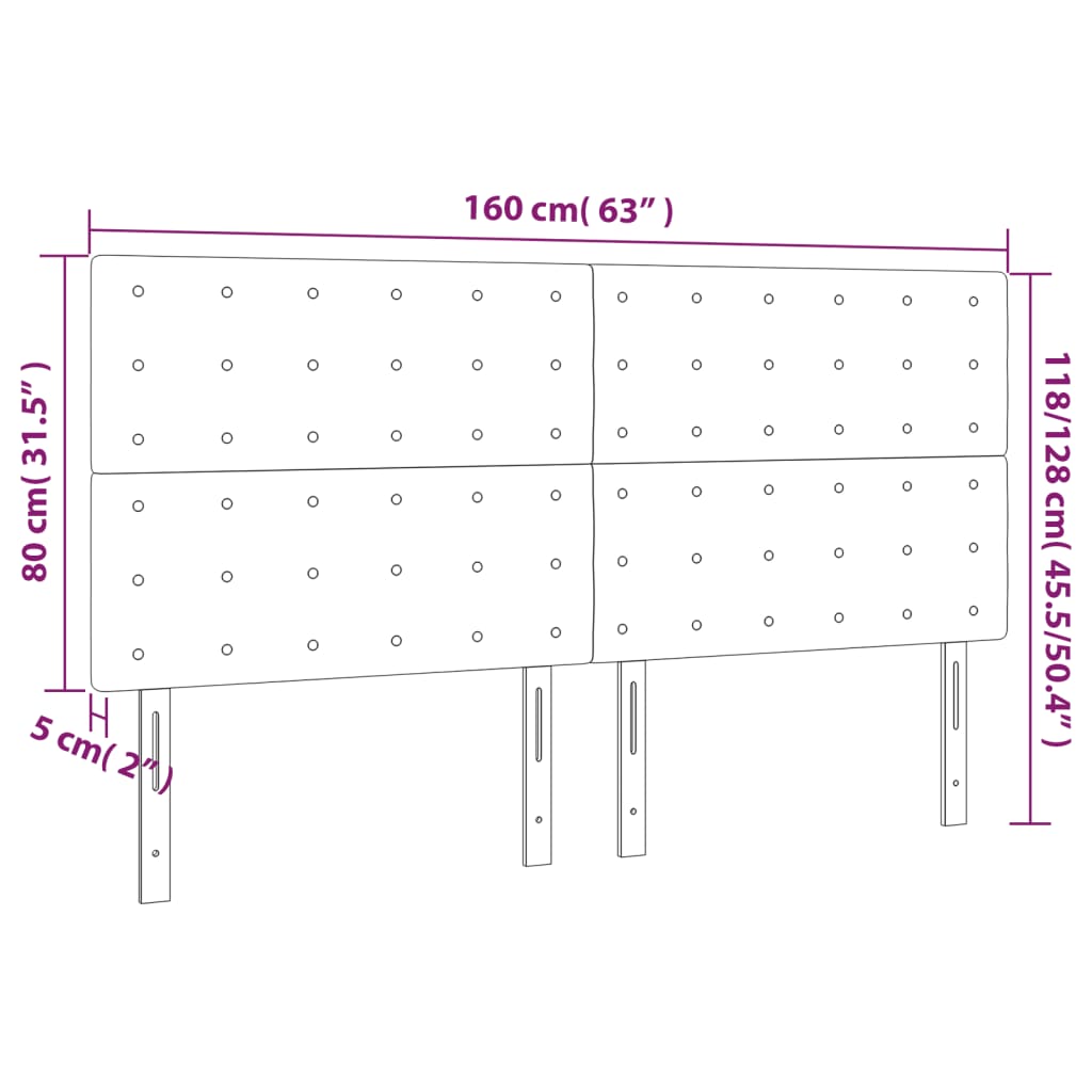 vidaXL Testiera a LED Nera 160x5x118/128 cm in Tessuto