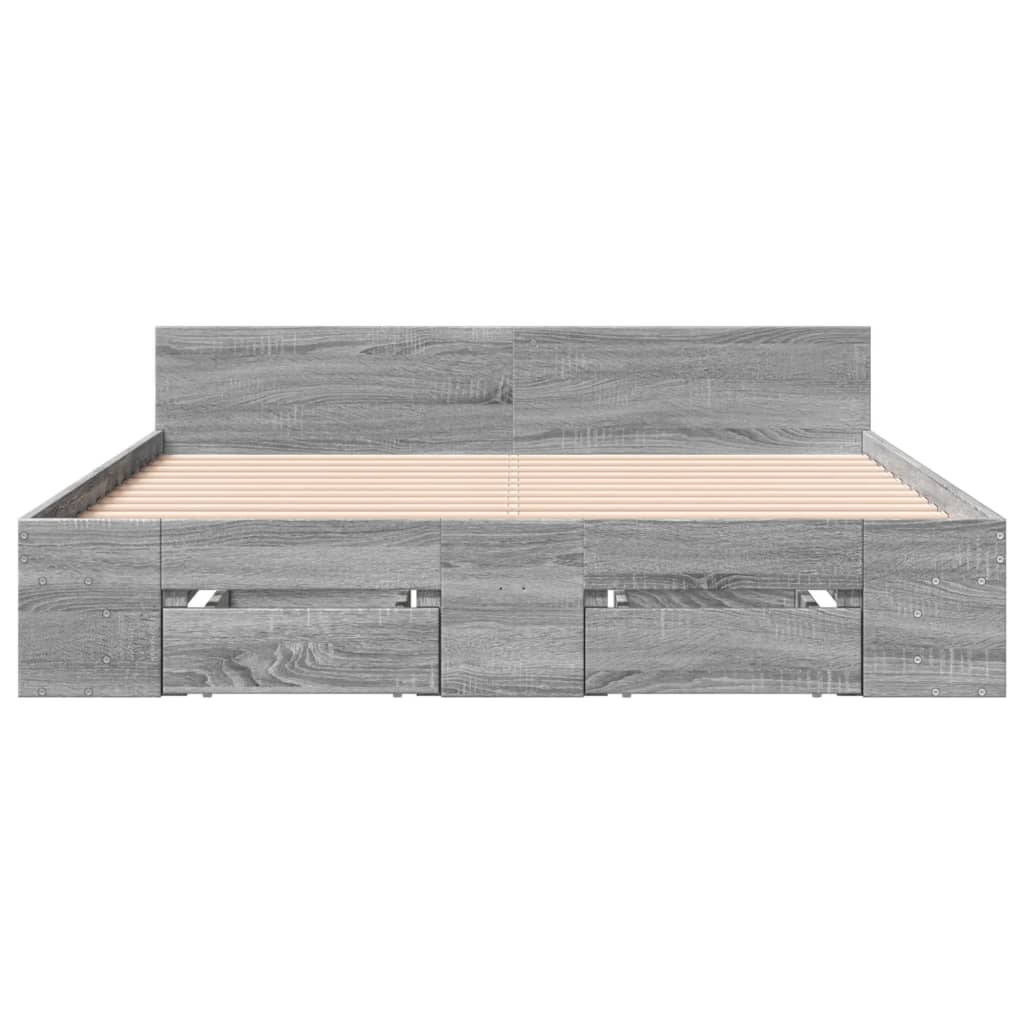 vidaXL Giroletto Cassetti Grigio Sonoma 140x190 cm Legno Multistrato