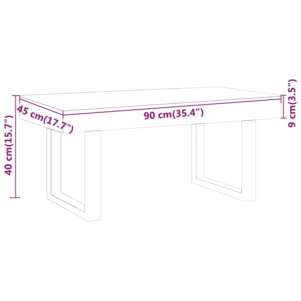 vidaXL Tavolino Salotto Marrone Chiaro e Nero 90x45x40 cm MDF e Ferro