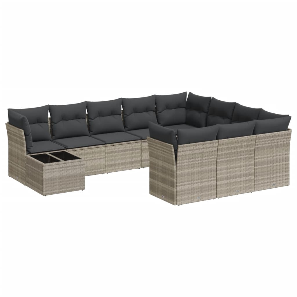 vidaXL Set Divani da Giardino 11 pz con Cuscini in Polyrattan Grigio