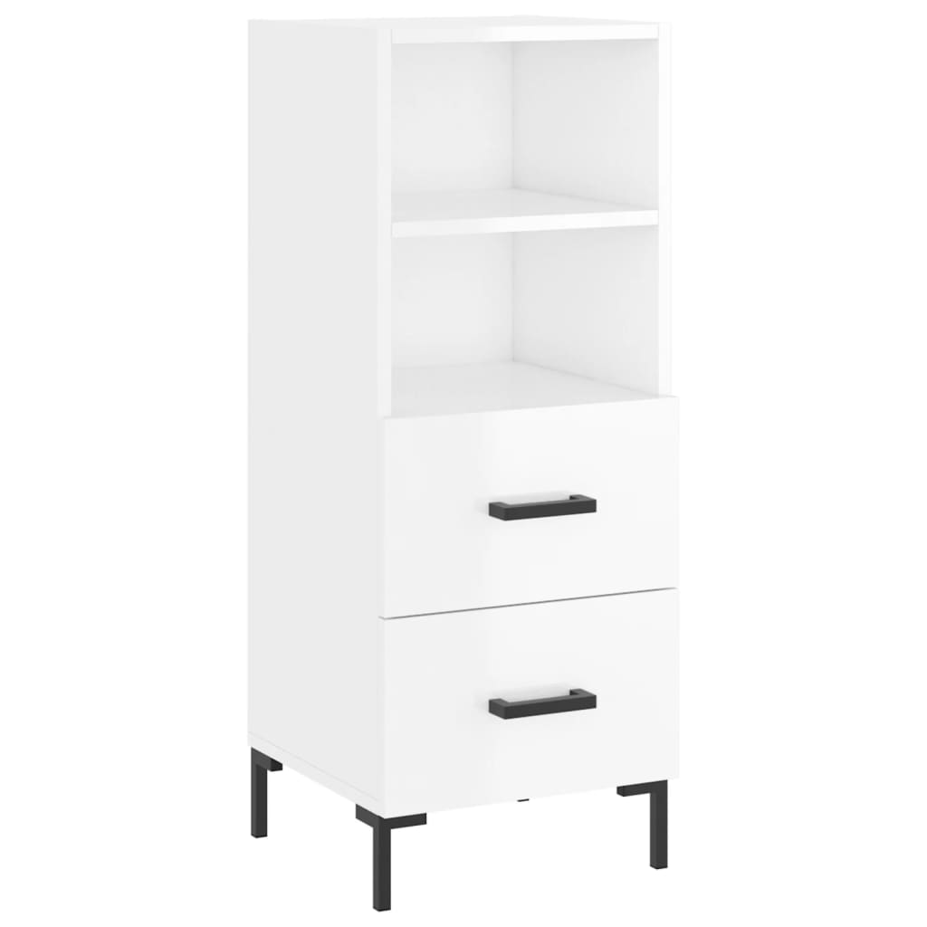 vidaXL Credenza 34,5x34x180 cm in Legno Multistrato Bianco Lucido