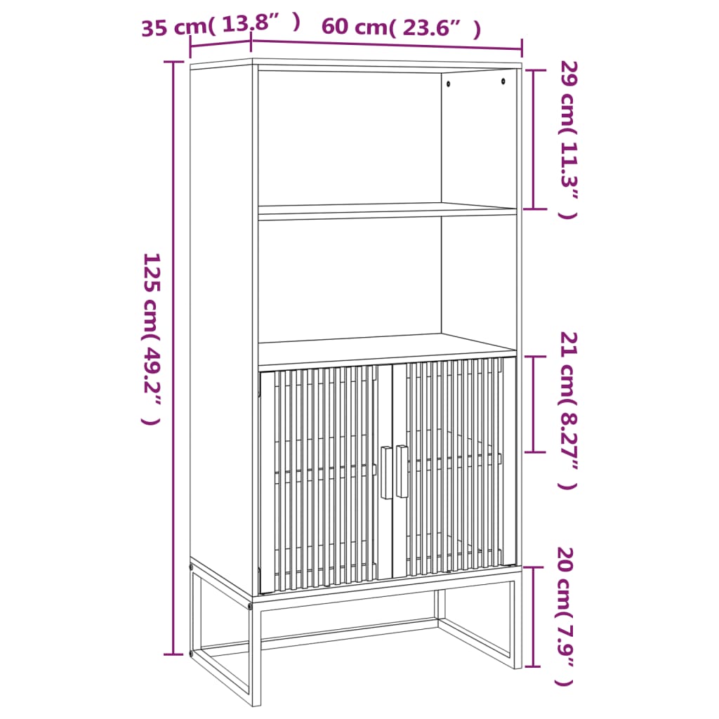 vidaXL Credenza 60x35x125 cm in Legno Multistrato