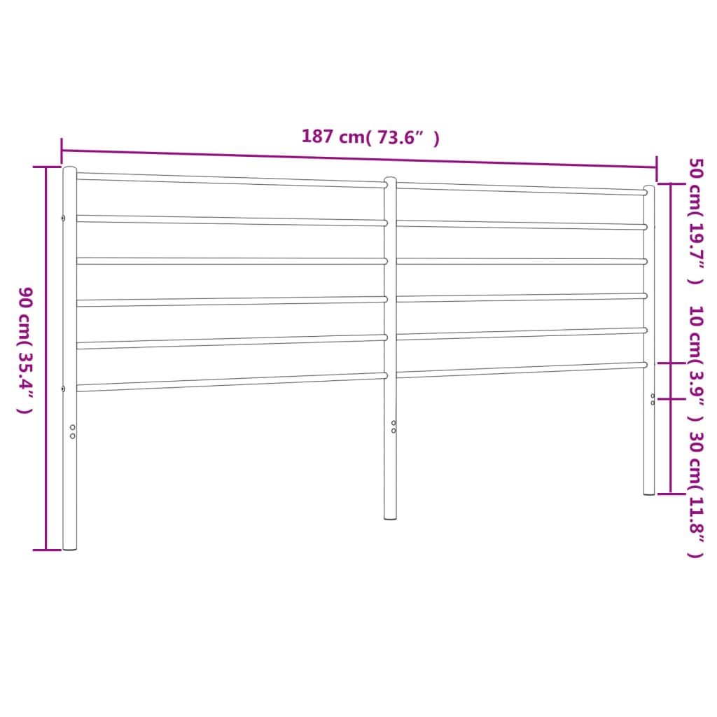 vidaXL Testiera in Metallo Bianco 180 cm