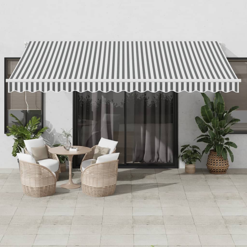 vidaXL Tenda da Sole Retrattile Manuale con LED Antracite e Bianco