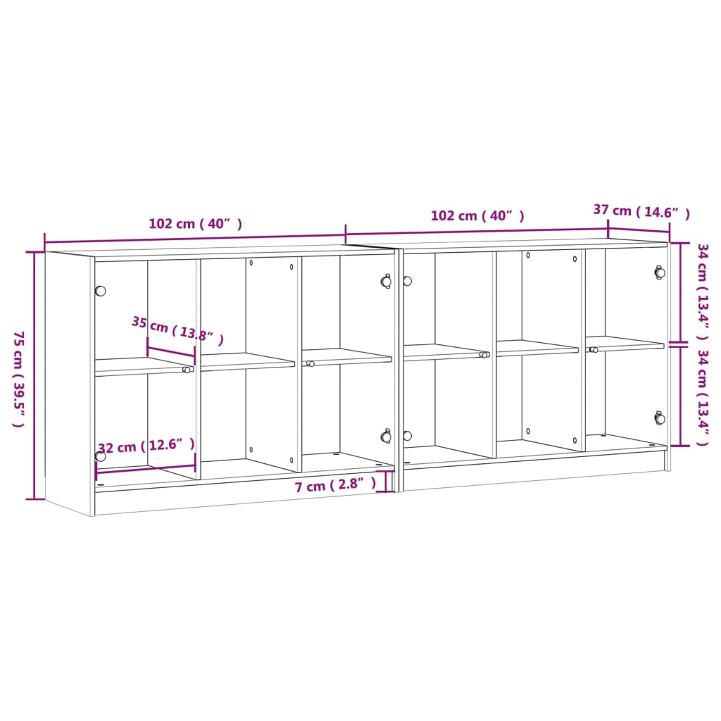 vidaXL Libreria con Ante Bianca 204x37x75 cm in Legno Multistrato