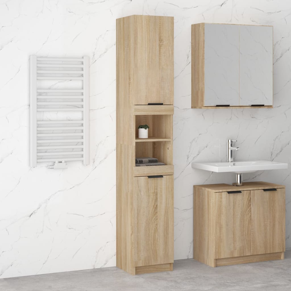 vidaXL Armadietto da Bagno Rovere Sonoma 32x34x188,5 cm in Truciolato