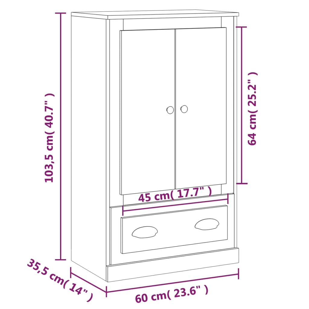 vidaXL Credenza Grigio Sonoma 60x35,5x103,5 cm in Legno Multistrato