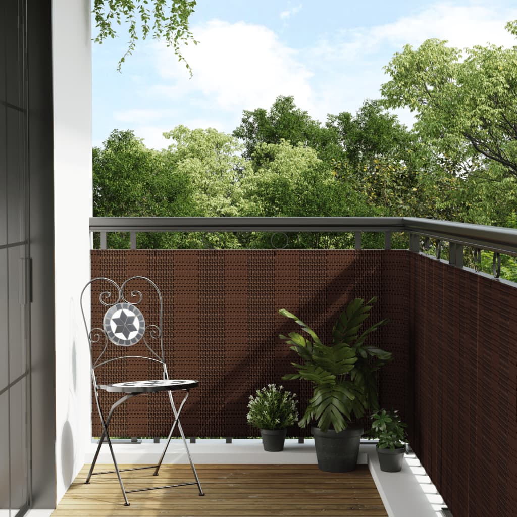 vidaXL Paravento da Balcone Marrone e Nero 1000x90 cm in Polyrattan