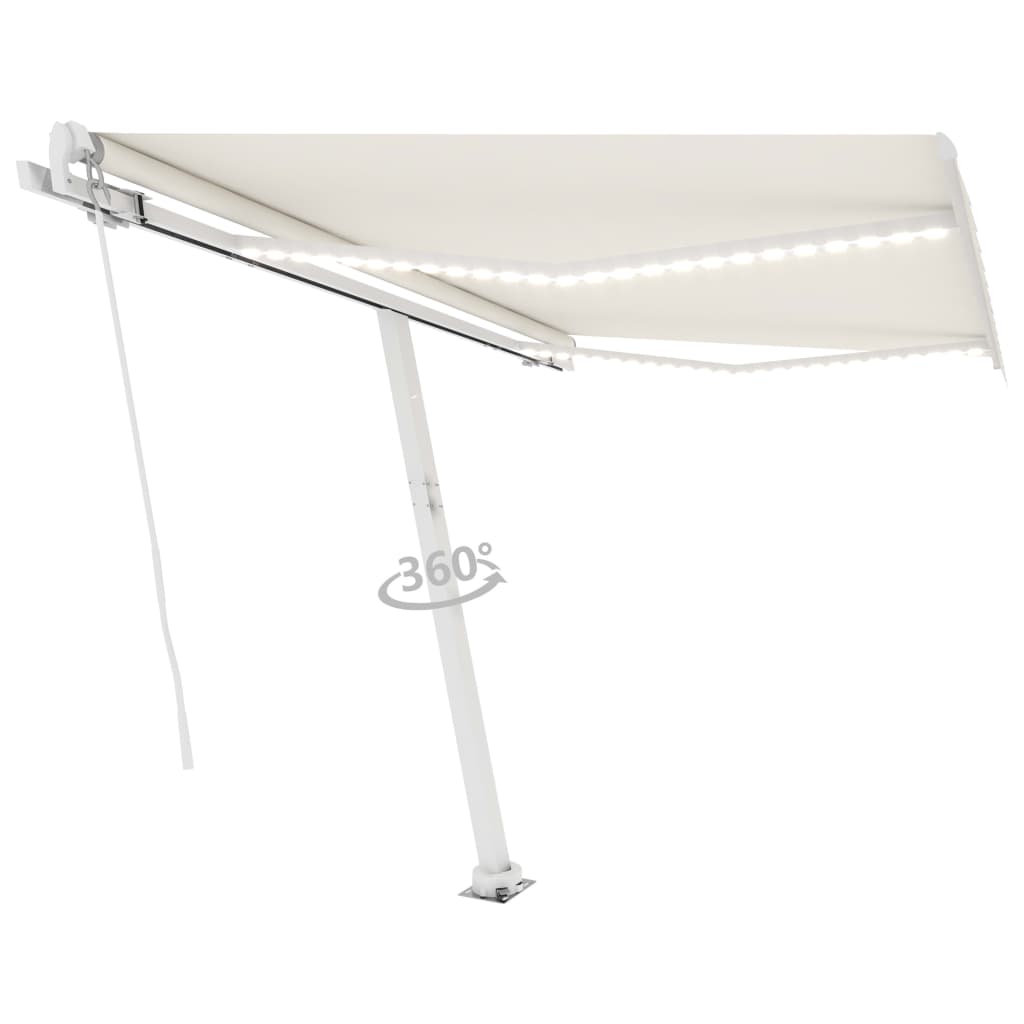 vidaXL Tenda da Sole Retrattile Manuale con LED 350x250 cm Crema