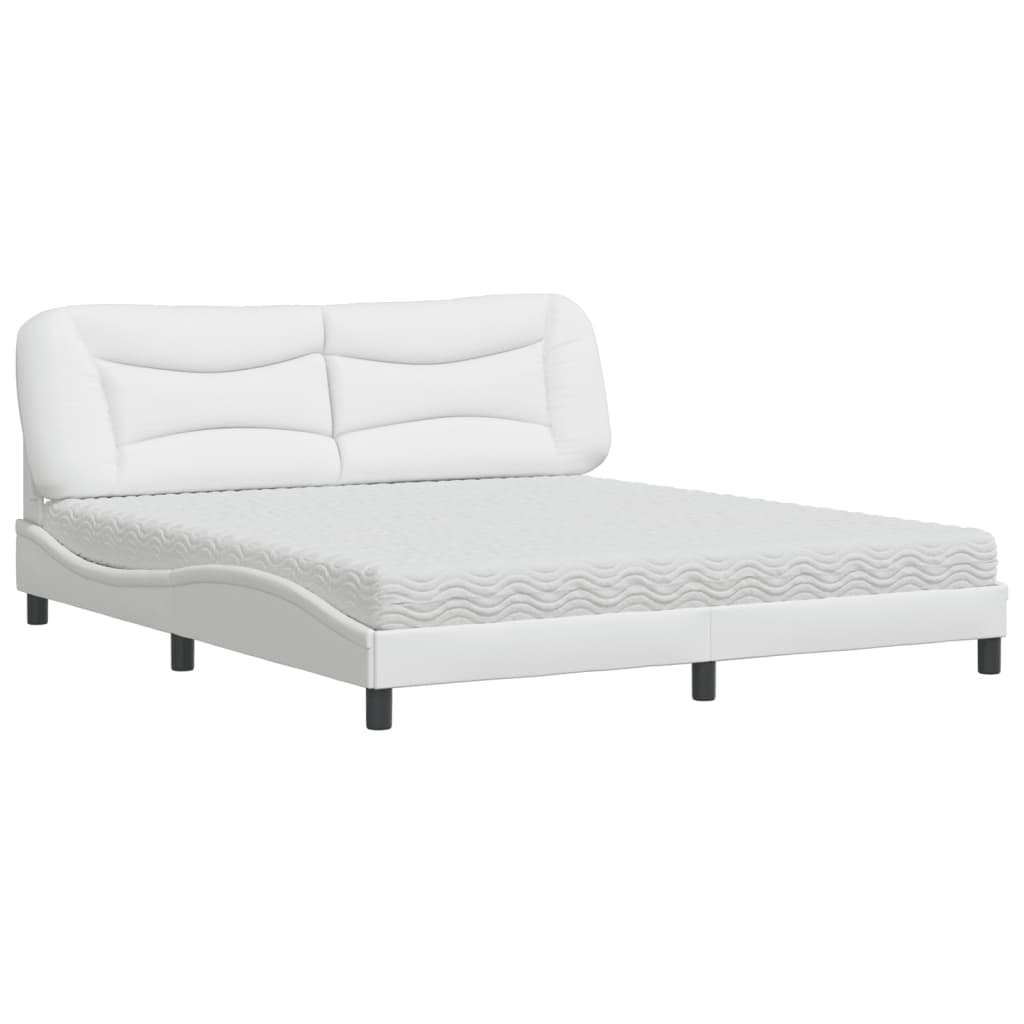 vidaXL Letto con Materasso Bianco 180x200 cm in Similpelle