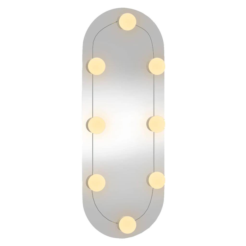 vidaXL Specchio da Parete con Luci LED 20x50 cm Vetro Ovale