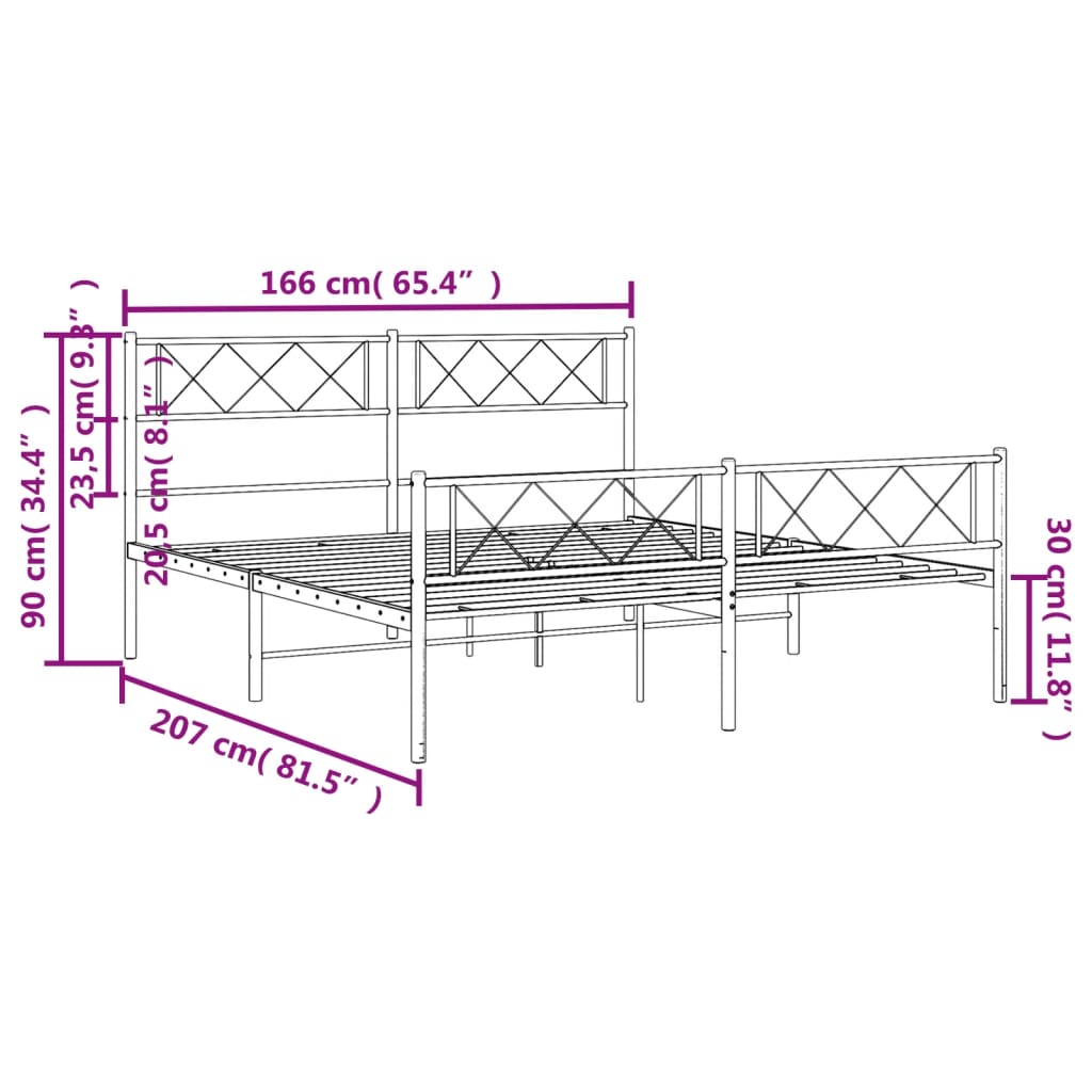 vidaXL Giroletto con Testiera e Pediera Metallo Bianco 160x200 cm