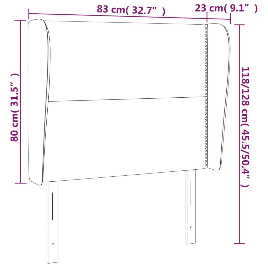 vidaXL Testiera ad Orecchio Nera 83x23x118/128 cm in Velluto